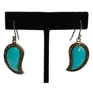Sterling Silver SX 925 Thailand teardrop Shape Turquoise Dangle Earrings Hook